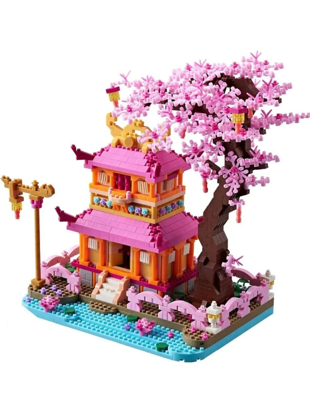 Exquisite Cherry Blossom Tree House Micro Building Blocks Set, 1810 Pcs, DIY Fun